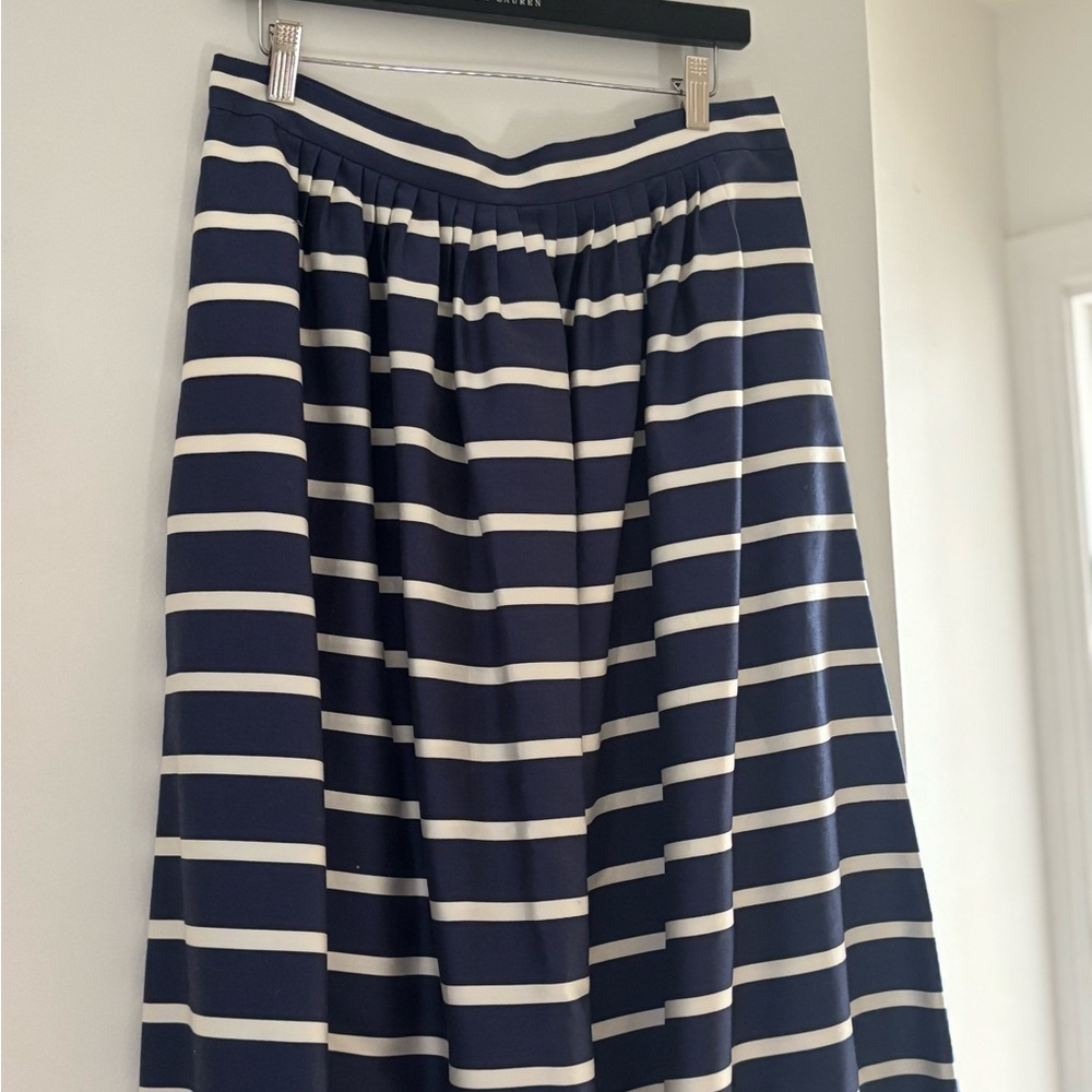 Polo by Ralph Lauren Navy and Cream Striped Midi Skirt